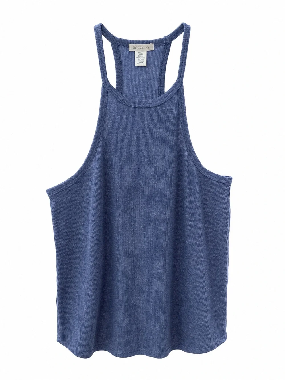 BOZZOLO Blue Ribbed Racerback Tank Top – Size Small - Picture 2 of 5